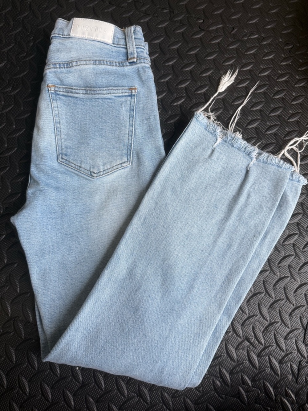 pistola Light Blue High-Rise Cropped Distressed Jeans - Picture 4 of 4
